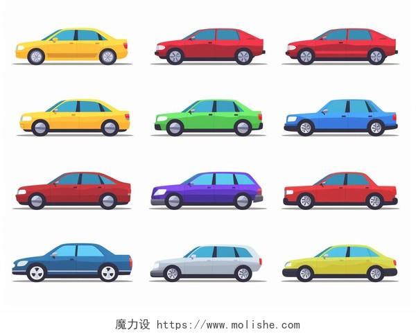 多种扁平矢量汽车图标汽车交通工具元素图标